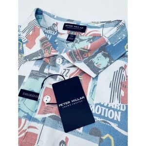 NWT Peter Millar JAZZ Pique Crown Crafted Golf Polo Shirt Marina Blue XXL $125